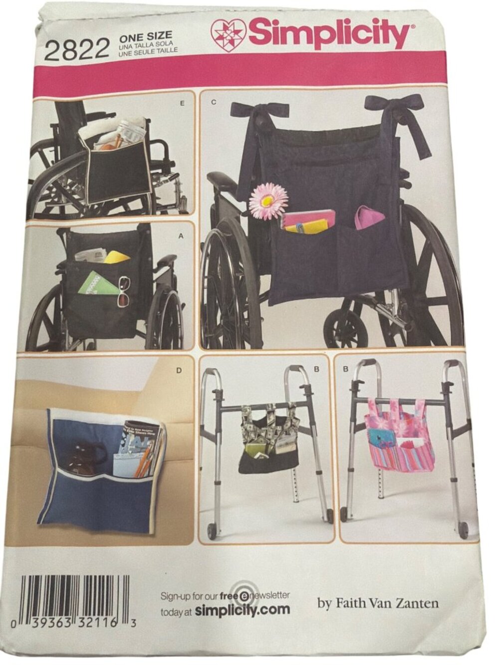 Simplicity 2822 Sewing Pattern Wheelchair Walker Lounge Chair Accessories